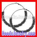 70mm Basketball Wives Hoop Black Crystal Spacer Beads Earrings Supplies 